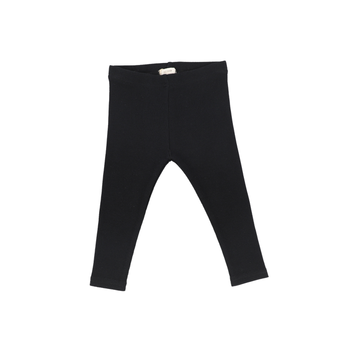 Basic Ribbed Leggings - Black