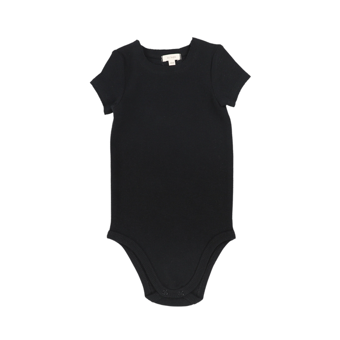 Basic Ribbed Short Sleeve Onesie - Black