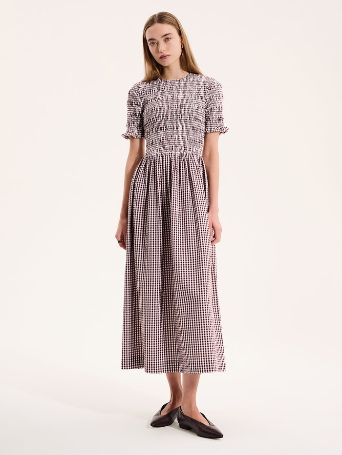 Becky Dress in Brown Gingham