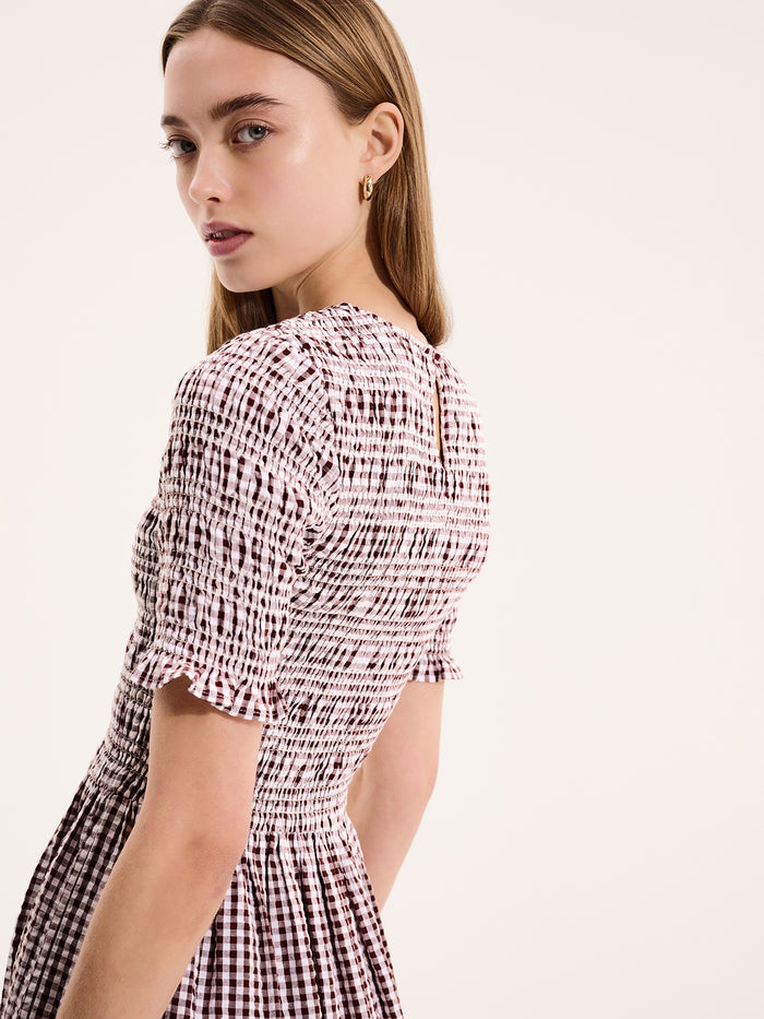 Becky Dress in Brown Gingham