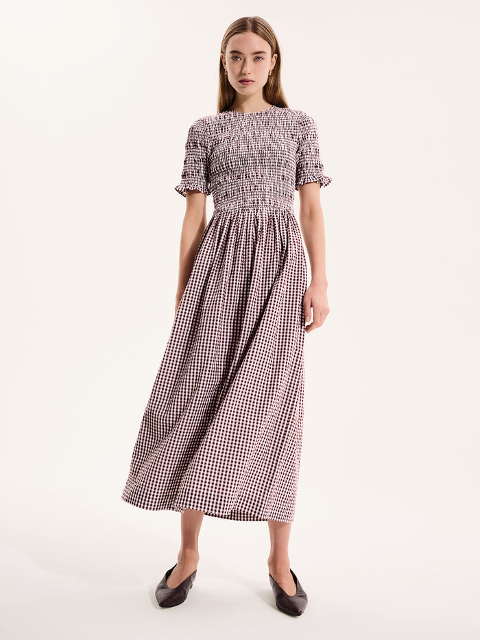 Becky Dress in Brown Gingham