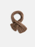 The Bedford Scarf in Cashmere, featuring a chunky knit in brown, is displayed in a neat loop on a plain white background.
