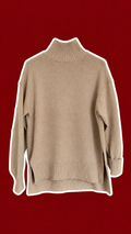 Beige Oversized Turtleneck Sweater