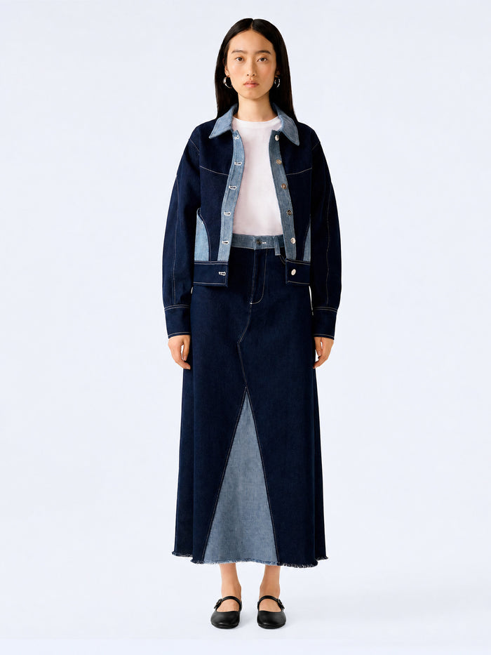 Benson Skirt in Indigo and Bleach