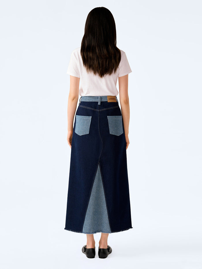 Benson Skirt in Indigo and Bleach