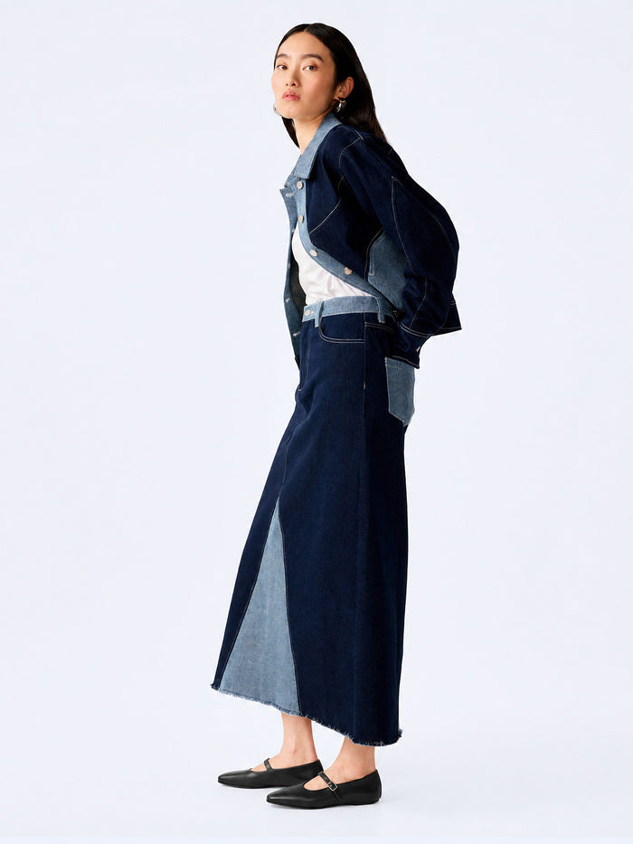 Benson Skirt in Indigo and Bleach