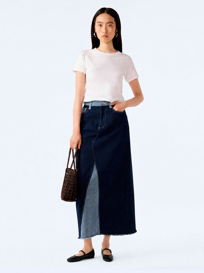 Benson Skirt in Indigo and Bleach