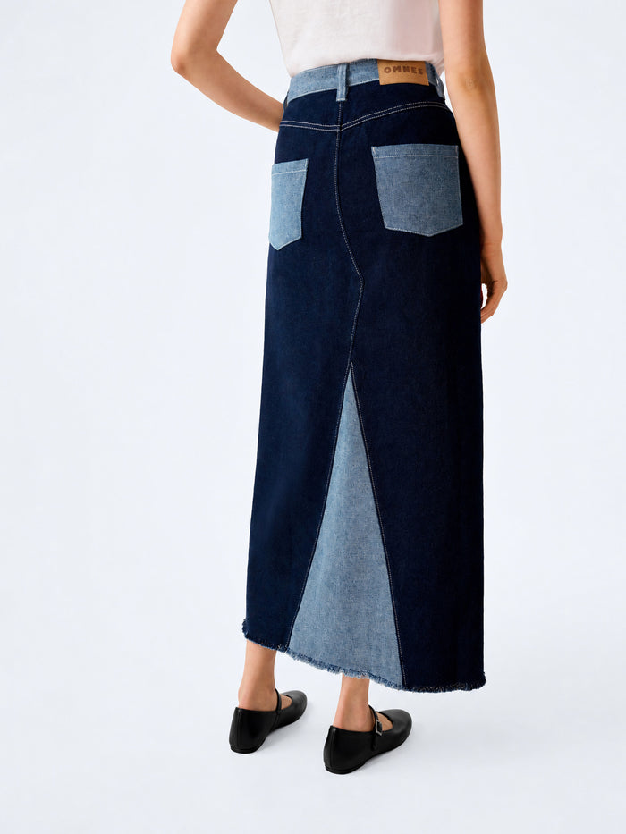 Benson Skirt in Indigo and Bleach