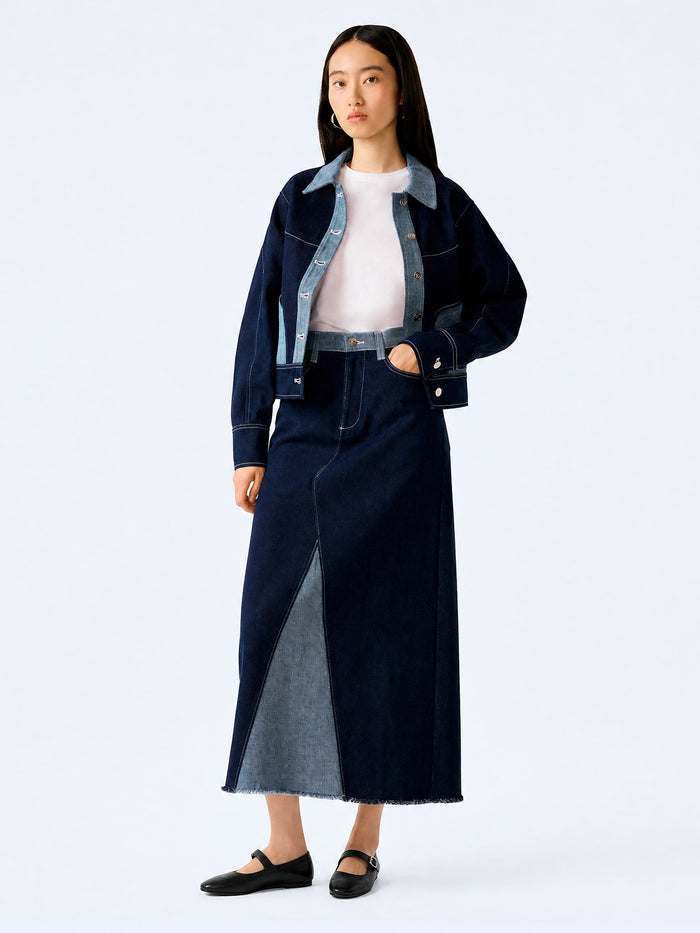 Benson Skirt in Indigo and Bleach