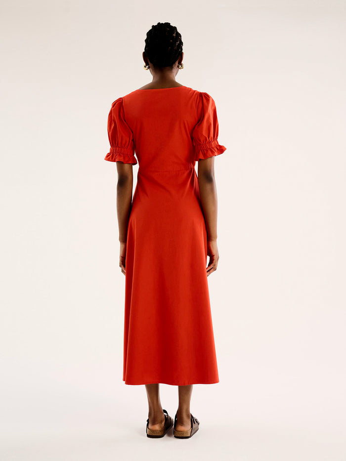 Beverly V Neck Dress in Red