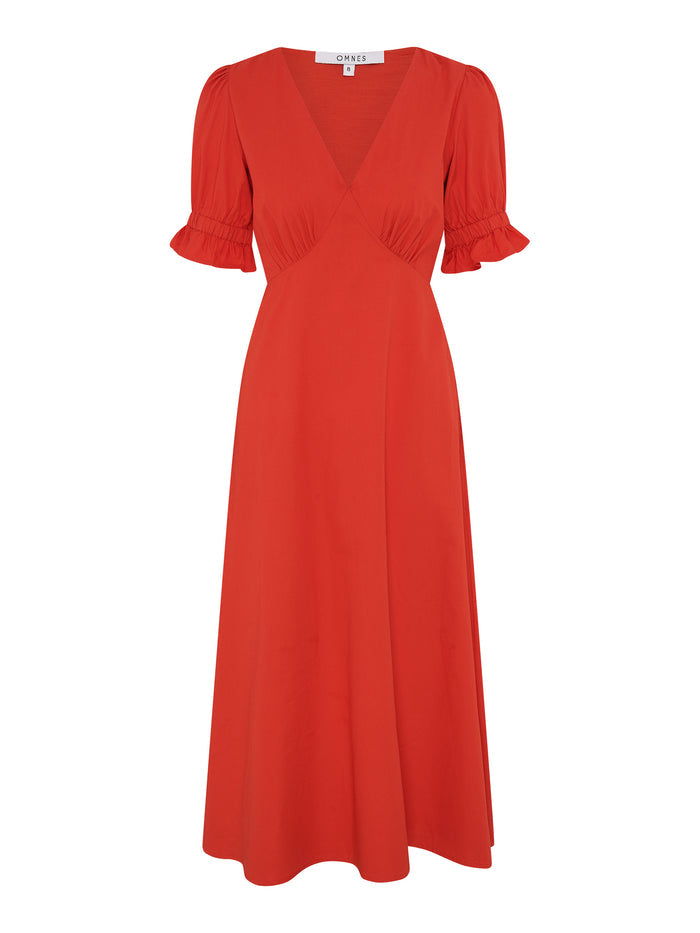 Beverly V Neck Dress in Red