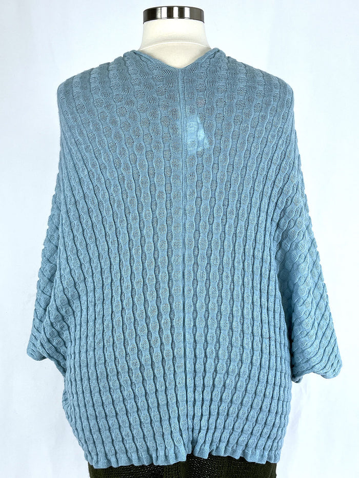 Beyond Threads Size S/M Open Size Aqua Textured Shawl Cardigan