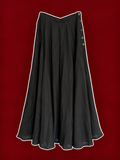 Black Button-Detail Flowy Maxi Skirt