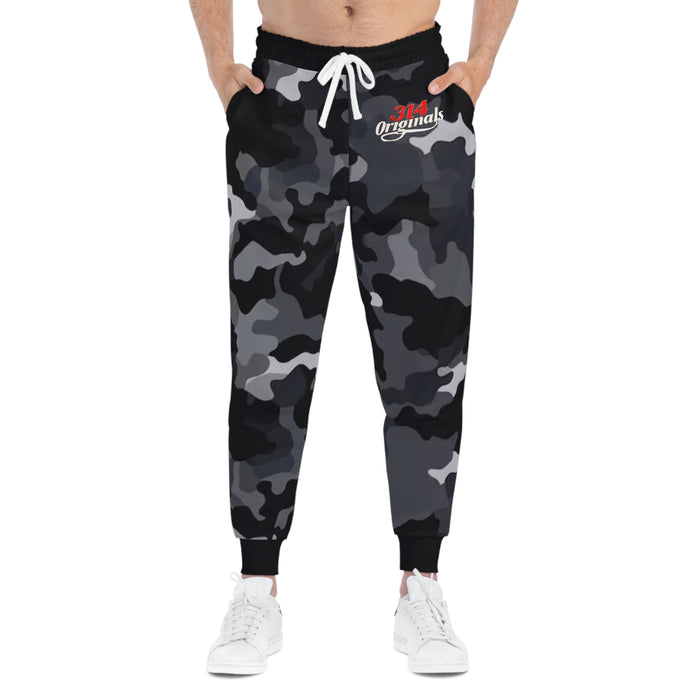 Black Camo 314 Originals Athletic Joggers – Retro Script Logo Sweatpants - 314 Originals