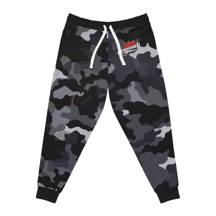 Black Camo 314 Originals Athletic Joggers – Retro Script Logo Sweatpants - 314 Originals