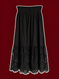 Black Lace Hem Smocked Maxi Skirt