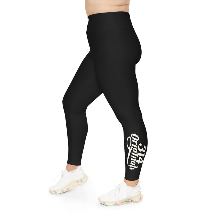 Black Plus Size Leggings — Subtle Side Script Graphic, Comfortable Everyday Activewear - 314 Originals