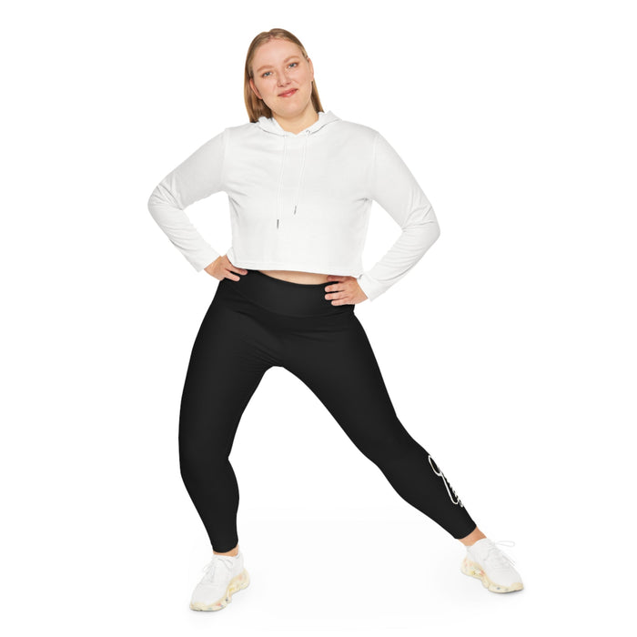 Black Plus Size Leggings — Subtle Side Script Graphic, Comfortable Everyday Activewear - 314 Originals