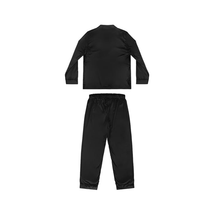Black Satin Women's Pajama Set — Luxe Long-Sleeve Button Top & Elastic Waist Pants - 314 Originals