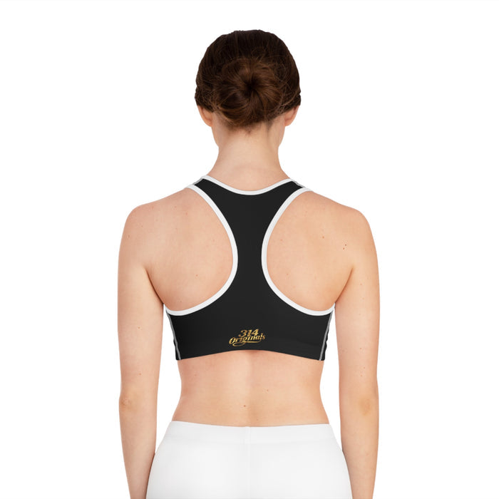 Black Sports Bra — "Originals" Pink Script Athletic Crop Top - 314 Originals