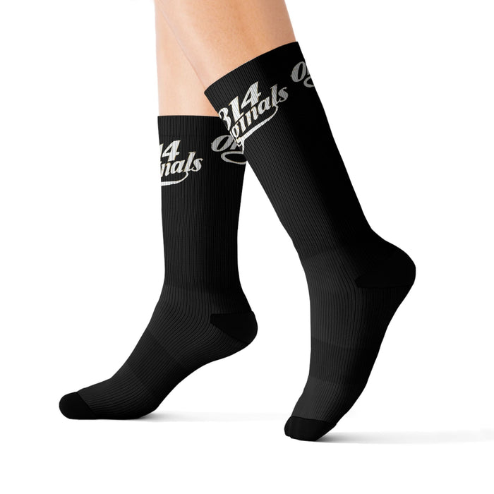 Black Sublimation Socks with '314 Originals' Script — Athletic Crew Socks - 314 Originals