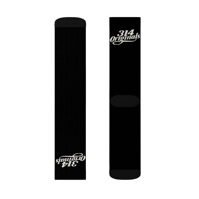 Black Sublimation Socks with '314 Originals' Script — Athletic Crew Socks - 314 Originals