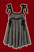 Black & White Gingham Bow-Tie Mini Dress