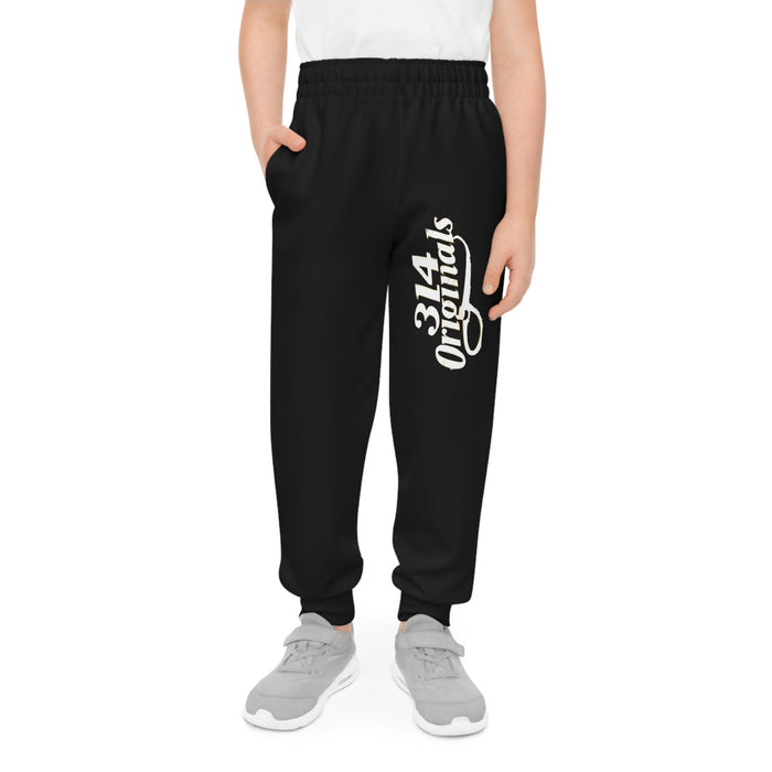 Black Youth Joggers with 314 Originals Side Graphic — Kids Athletic Sweatpants - 314 Originals