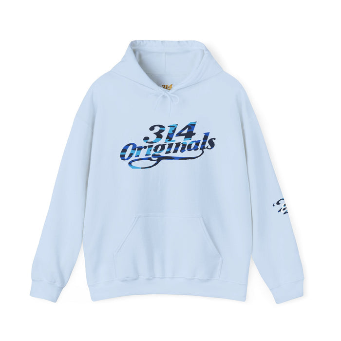 Blue Camo '314' Script Hoodie — City Pride Casual Pullover - 314 Originals