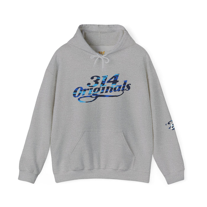 Blue Camo '314' Script Hoodie — City Pride Casual Pullover - 314 Originals