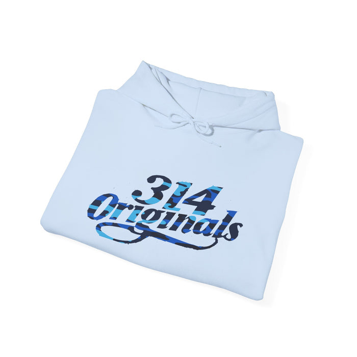Blue Camo '314' Script Hoodie — City Pride Casual Pullover - 314 Originals