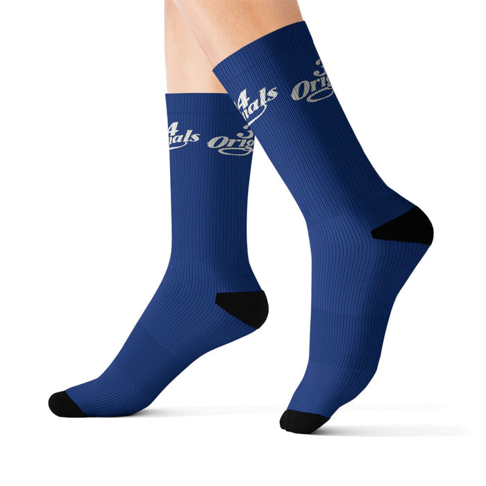 Blue Sublimation Socks with '314 Originals' Script — Athletic Crew Socks - 314 Originals