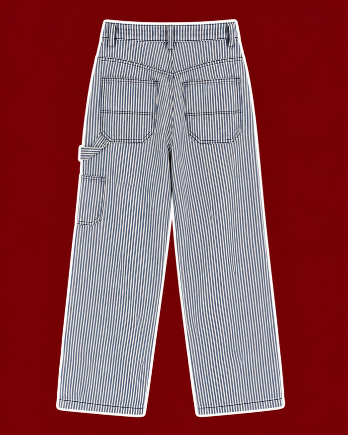 Blue & White Striped Carpenter Pants