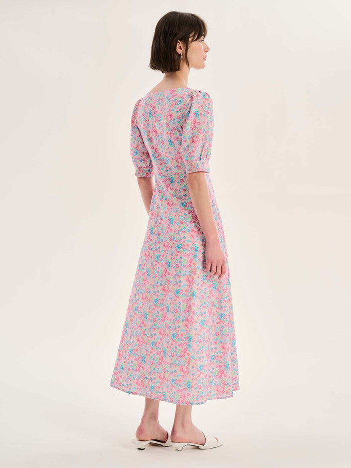 Bluebell Floral Knot Front Dress in Pink