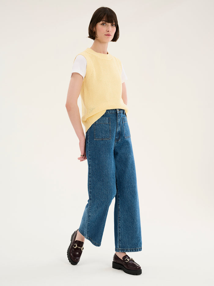 Bobbi Cotton Vest in Lemon