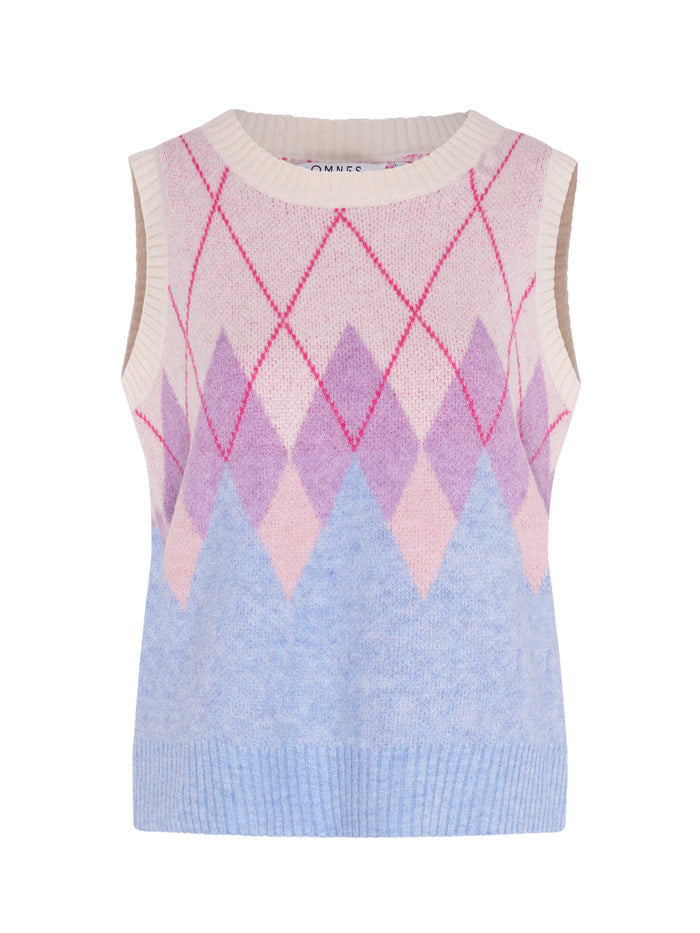 Bobbi Fluffy Argyle Vest