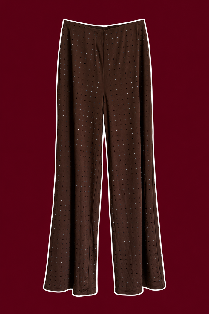 Brand New Chocolate Brown Rhinestone Flare Pants