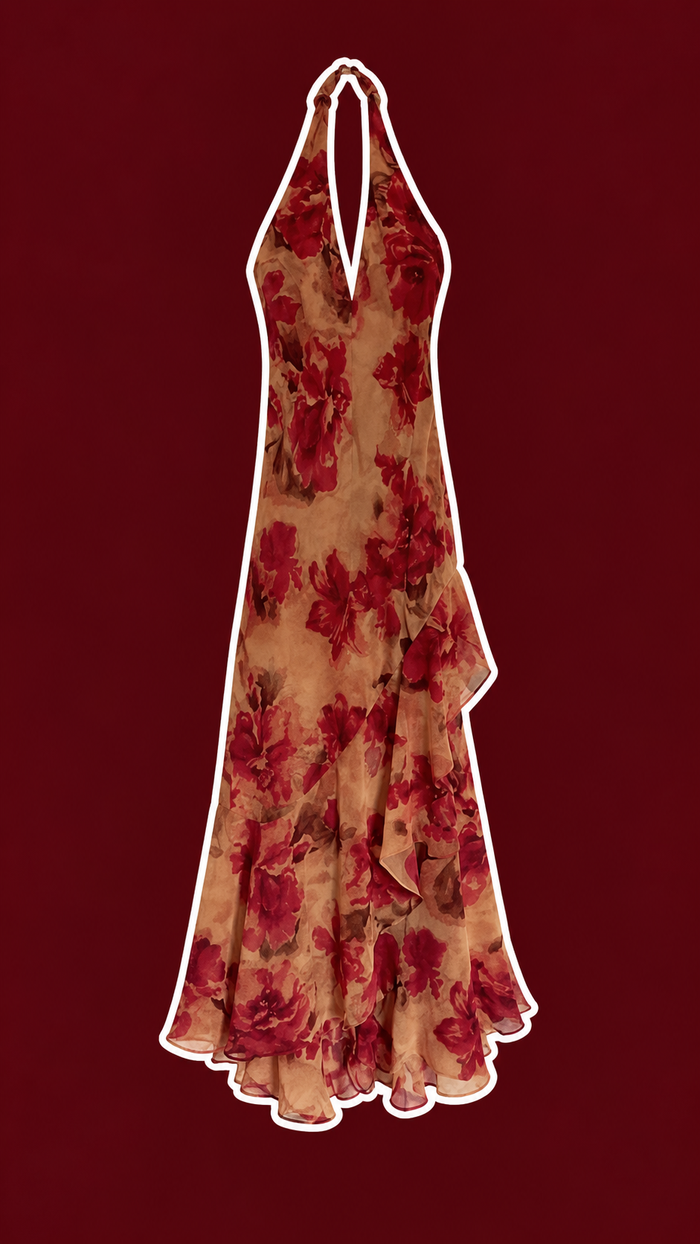Brand New Floral Halter Maxi Dress