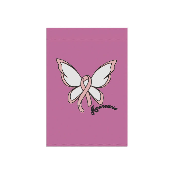 Breast Cancer Awareness Butterfly Garden Flag – 'Awareness' Pink Ribbon House Banner - 314 Originals