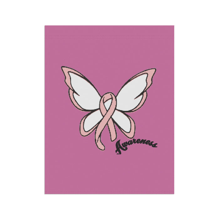 Breast Cancer Awareness Butterfly Garden Flag – 'Awareness' Pink Ribbon House Banner - 314 Originals