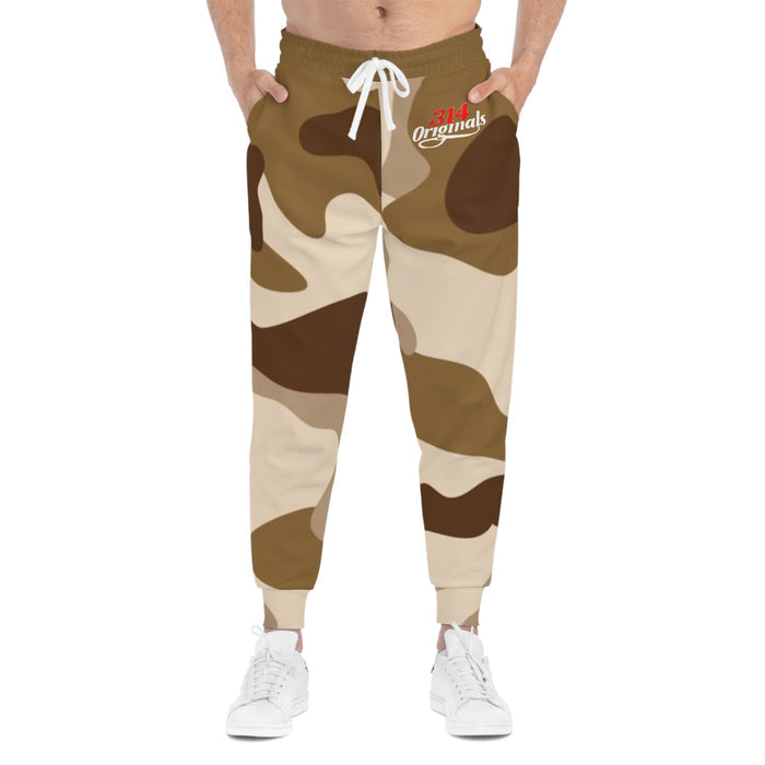 Brown Camo 314 Originals Athletic Joggers – Retro Script Logo Sweatpants - 314 Originals