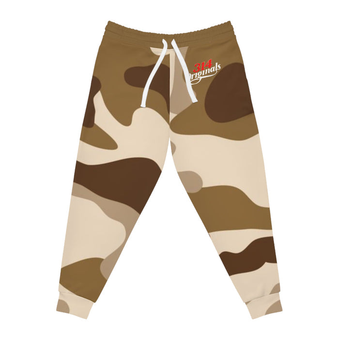 Brown Camo 314 Originals Athletic Joggers – Retro Script Logo Sweatpants - 314 Originals