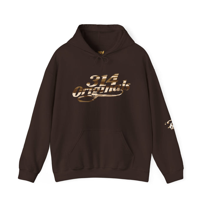Brown Camo '314' Script Hoodie — City Pride Casual Pullover - 314 Originals