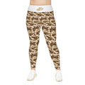 Brown Camo Plus Size Leggings — Subtle Side Script Graphic, Comfortable Everyday Activewear - 314 Originals