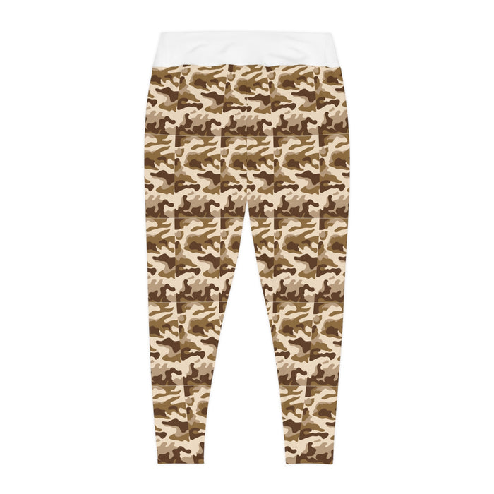 Brown Camo Plus Size Leggings — Subtle Side Script Graphic, Comfortable Everyday Activewear - 314 Originals