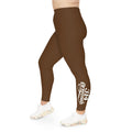 Brown Plus Size Leggings — Subtle Side Script Graphic, Comfortable Everyday Activewear - 314 Originals