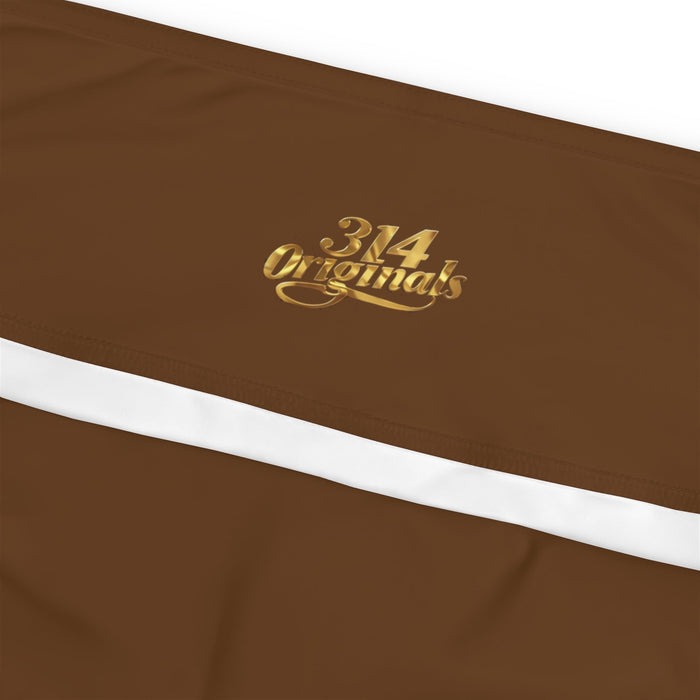 Brown Plus Size Leggings — Subtle Side Script Graphic, Comfortable Everyday Activewear - 314 Originals