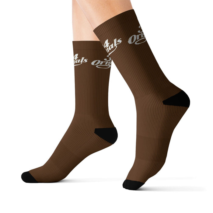 Brown Sublimation Socks with '314 Originals' Script — Athletic Crew Socks - 314 Originals