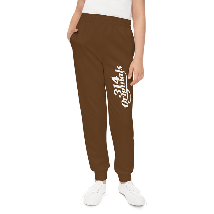 Brown Youth Joggers with 314 Originals Side Graphic — Kids Athletic Sweatpants - 314 Originals