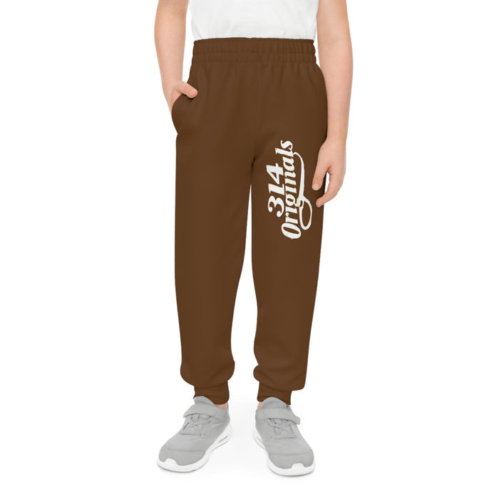 Brown Youth Joggers with 314 Originals Side Graphic — Kids Athletic Sweatpants - 314 Originals